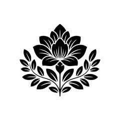 Elegant Black Floral Damask Design on Light Background - Vector Art