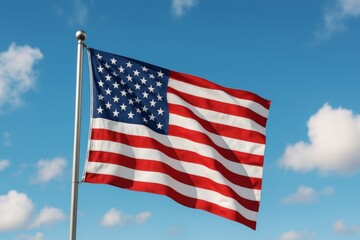 Obraz premium American flag waving in the wind on a sunny day
