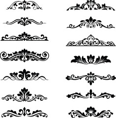 border frame floral decoration design illustration vector divider flourish ornament ornate vintag Set of vector calligraphic elements and page decorations