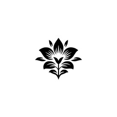 Black & White Floral Logo Design, Minimalist Style