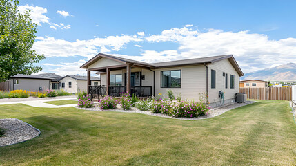 Suburban Home Exterior With Lush Landscaping
