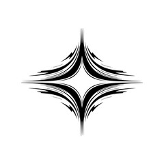 Abstract Geometric Starburst Design Element in Black on Gray