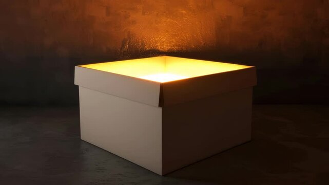 Illuminating Box Shining Brightly on a Dark Surface Still Life
