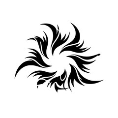 Black Floral Spiral Silhouette on Gradient Background