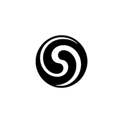 Abstract Black and White Swirl Logo, Minimalist Design