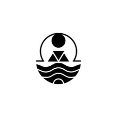 Minimalist Black & White Geometric Landscape Icon
