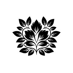 Floral Vector Design with Shadows: Black Leaves on White Background