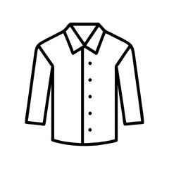 Outline shirt icon vector illustration of long sleeve button down shirt for fashion and apparel designs
