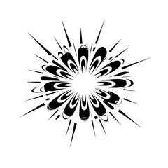 Obraz premium Geometric Floral Burst in Grayscale, Abstract Design