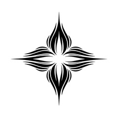 Minimalist Floral Cross Design, Black on White, Vector Illustration