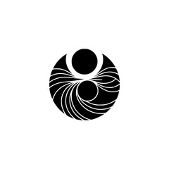 Minimalist Abstract Symbol: Circle with Lines, Black and White, Geometric