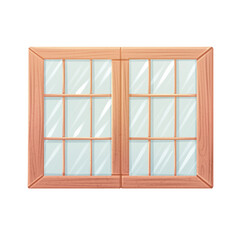 Double wooden window for house digital illustration