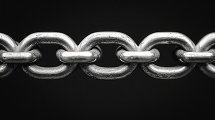 Close up of Strong Metal Chain Links Industrial Strength Interlocking Steel