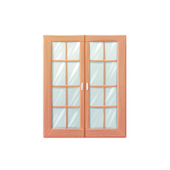 Double wooden door with window for house digital illustration