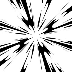 Obraz premium Black and White Comic Book Speed Lines, Burst, Radial Design