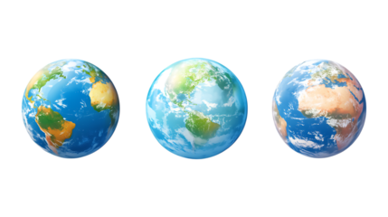 Pack of Globe Icons set Against Transparent Background for Travel, Global Business, or International Branding