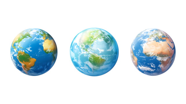 Pack of Globe Icons set Against Transparent Background for Travel, Global Business, or International Branding - Powered by Adobe