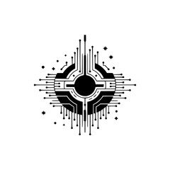 Futuristic Circuitry Design: Tech, Data, & Connectivity Symbol in Monochrome