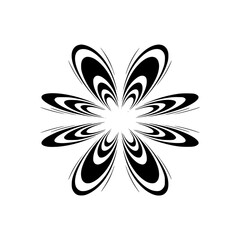 Abstract Black & White Flower Design: Radial Symmetry, Modern Graphic Element