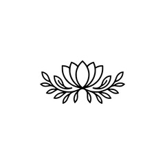 Obraz premium Elegant Lotus Flower Line Art Emblem on Cream Background