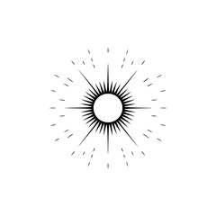 Obraz premium Geometric Sunburst Illustration - Minimalist Black and White Design