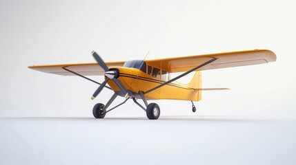 Vintage yellow aircraft captured in a studio, showcasing design and engineering