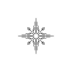 Minimalist Line Art Starburst Design Element on White, Abstract Geometric