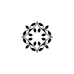 Minimalist Botanical Logo Design: Black Leaves on White