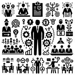 recruitment symbols, career progression, job search, professional achievements, resume building, business networking, interview process, talent acquisition, employee selection, corporate hiring,