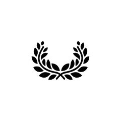Obraz premium Black Laurel Wreath Icon on White: Minimalist Victory Concept