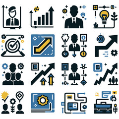 Set of business and finance icons for web and office management