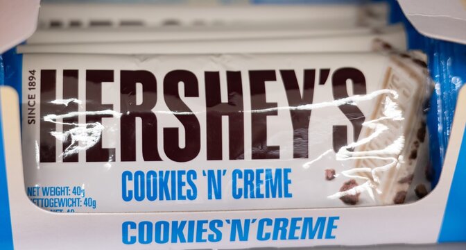Hershey s Cookies and Cream Wrapper - FRANKFURT, GERMANY - MARCH 21, 2025