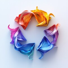 Colorful waves arranged in a circular pattern creating an artistic display on a clean surface