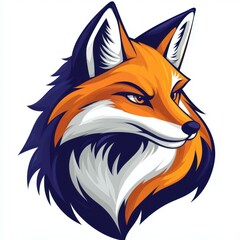 Obraz premium Fox head illustration displaying vibrant colors and bold design suitable for various graphic applications