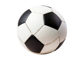 Classic black and white soccer ball for outdoor play, cut out