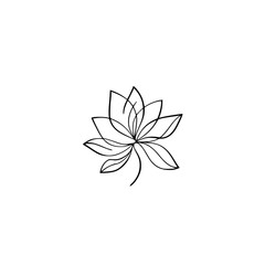 Minimalist Line Art Lotus Flower on White Background