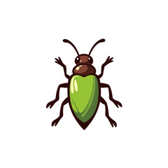 Cartoon Green Beetle Illustration on White Background  