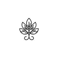 Elegant Leaf Line Art Logo, Minimalist Nature Illustration