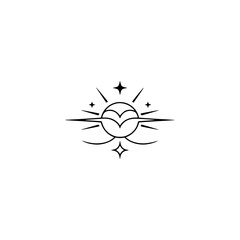Abstract Sun and Star Logo Design, Minimalist Line Art, Love & Light