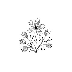 Minimalist Floral Line Drawing, Black and White, Simple Botanical Design