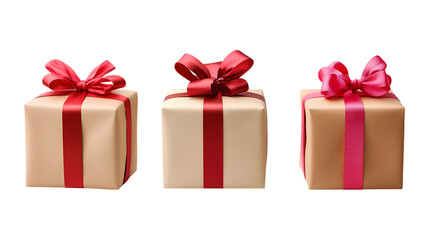 Fototapeta premium Pack of Gift-Wrapped Boxes set Against Transparent Background for Celebration, Festive Decor, or Holiday Branding
