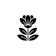 Minimalist Black Flower Icon on White Background, Vector Illustration