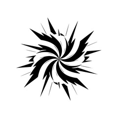 Abstract Geometric Burst Design, Black and White, Minimalist