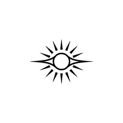 Symbolic Eye with Sunburst Effect, Black on White Minimalist Graphic