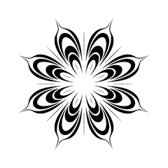 Fototapeta premium Abstract Floral Mandala, Black and White Geometric Design on Gray Background