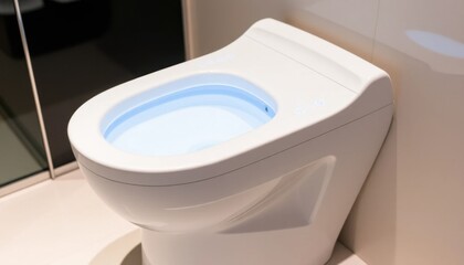 Modern White Smart Toilet with Illuminated Bowl in Modern Bathroom
