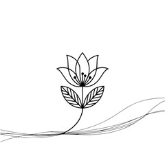 Minimalist Line Art Floral Illustration - Black and White Graphic