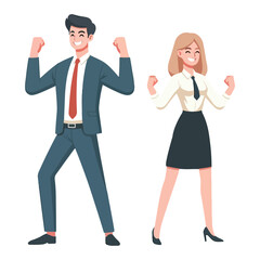 vector young business standing clenching fist