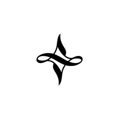 Abstract Black Swirl Icon on White: Modern Design Element