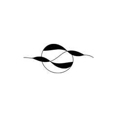 Abstract Black and White Leaf Motif, Minimalist Design, Modern Logo Concept